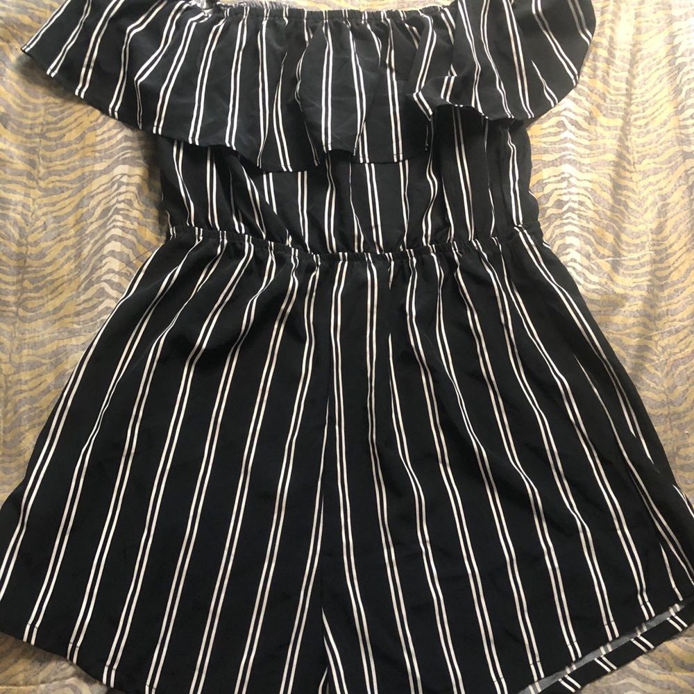 Black and White Striped Romper, Never Worn